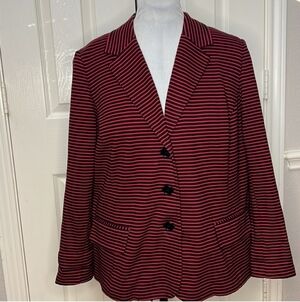 Talbots Red and Black Striped Blazer, 3X